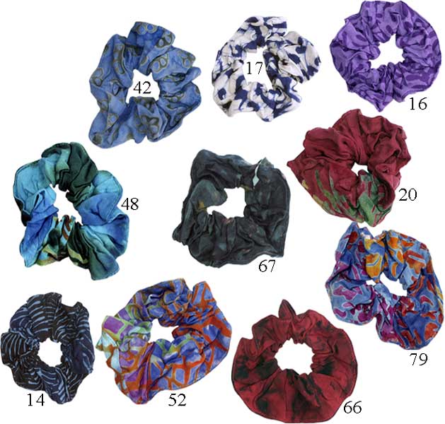 One Dozen Batik Rayon HAIR Scrunchies