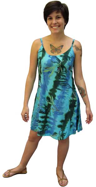 Short Spaghetti Strap DRESS with Princess Seams in Turquoise