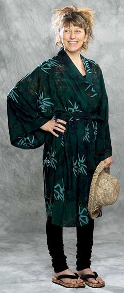Green Bamboo Batik Kimono