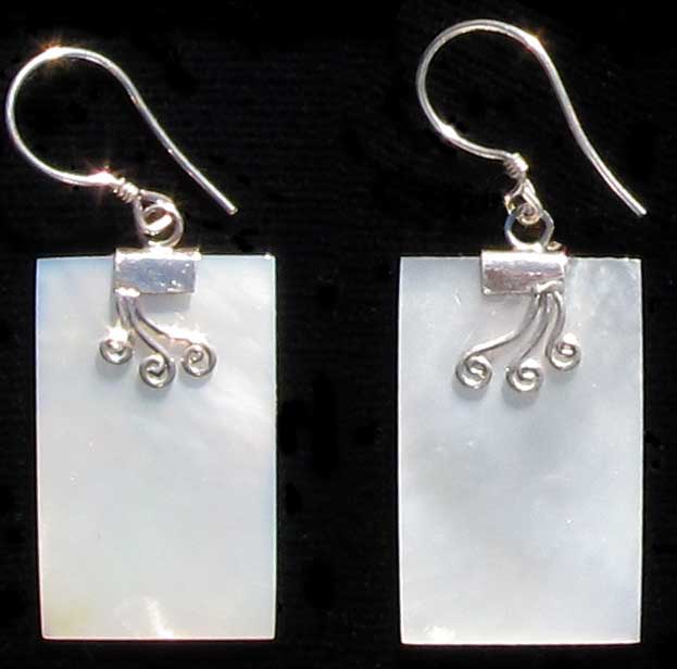Rectangular Mother of PEARL and Sterling Silver Earrings