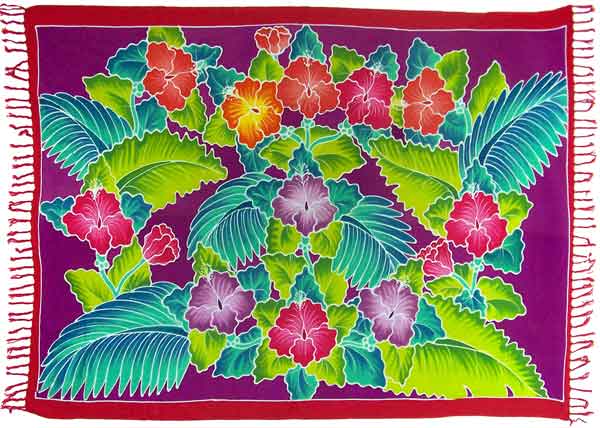 Tropical Foliage Sarong with Purple Background