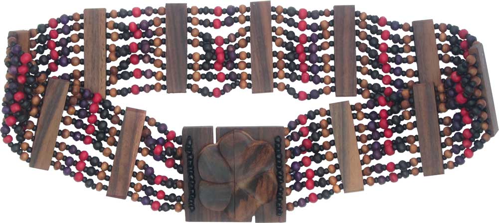 BEADed Belt with Purple and Red Wood BEADS