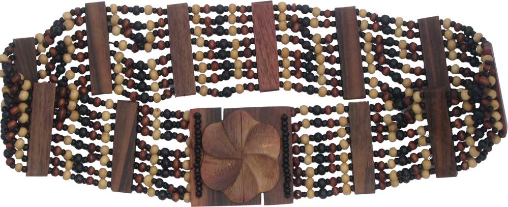 BEADed Belt with Brown and Black Wood BEADS